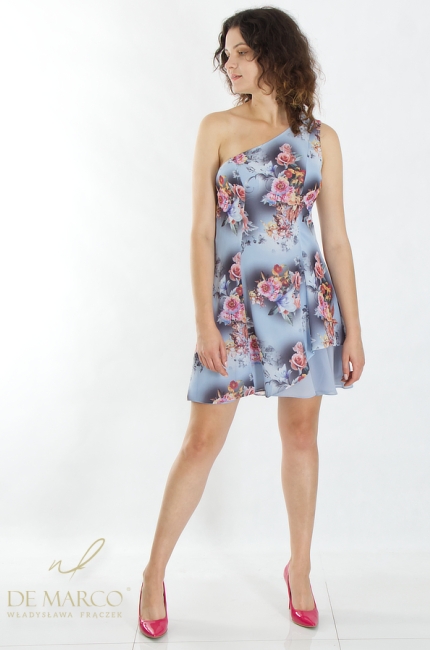 Sexy short one-shoulder dress perfect for summer. De Marco online store