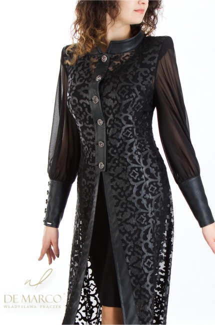 Light women's formal coat perfect for the evening, gala, party, vernissage, premiere. Original lace dress coats from the Polish manufacturer De Marco