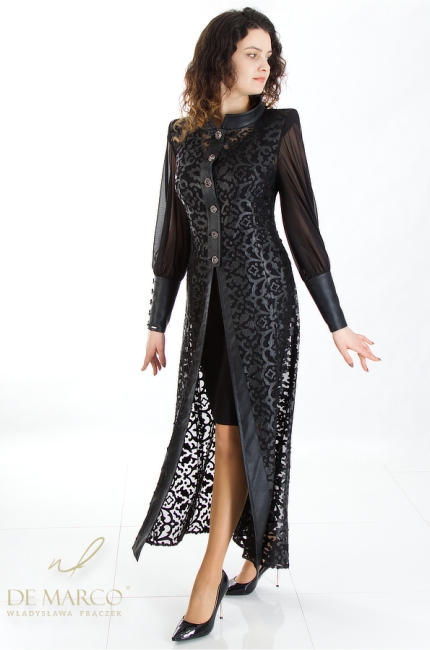 Romantic lightweight coats made of lace. Fashionable De Marco coats made of eco leather from a Polish manufacturer