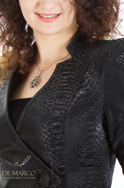 The most fashionable black women's formal suits, perfect for work, meetings, conferences. Eco leather. De Marco online store