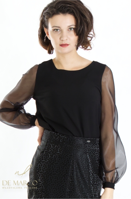 Modern business black mini skirt with pockets. Eco-leather. Atelier De Marco online store