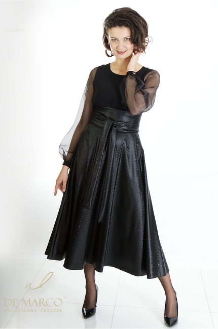 Czarny elegancki wiązany pasek damski w stylu vintage. Najmodniejsze akcesoria i dodatki De Marco