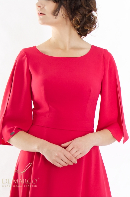 Modne czerwone sukienki wizytowe. Bestsellerowe czerwone stylizacje w intensywnych kolorach. Sklep internetowy De Marco