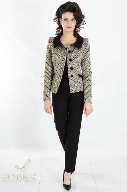 Luxurious two-piece formal trousers made of combined materials. De Marco online store