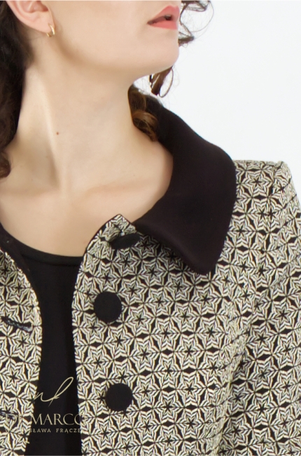 Two-piece formal set with a jacquard jacket. The most beautiful women's trouser sets. De Marco online store