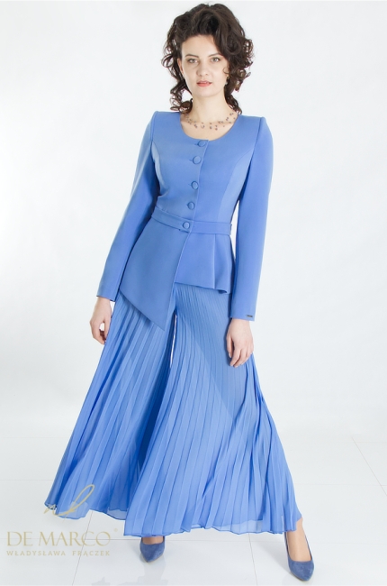 Romantic blue two-piece formal trousers. De Marco online store