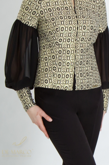 Modern styling evening sets with trousers for elegant, successful women. Sensual women's suits for evenings, galas, parties, openings, premieres. De Marco online store
