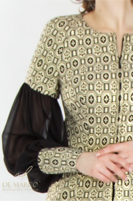 What to wear to the Philharmonic Opera Theatre? Fashionable women's evening suits with jacquard. De Marco online store