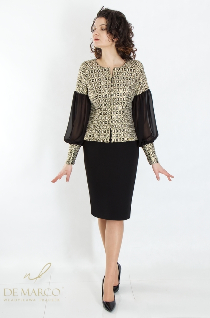 The most fashionable styles for big events. What to wear to the opening of the premiere gala? Luxurious evening suits with jacquard from the designer of the First Lady of the Republic of Poland - Władysława Frączek De Marco