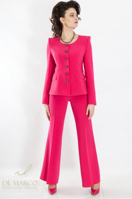 Luxurious women's suit in amaranth. De Marco online store