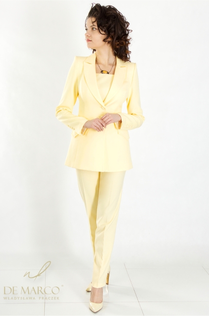 Modern women's suit in shades of yellow. De Marco online store