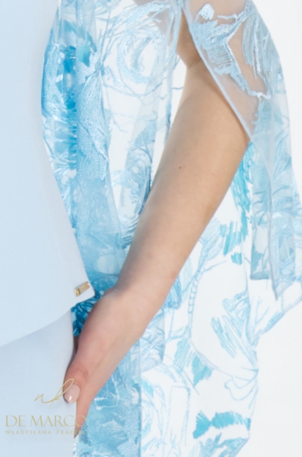 Luxurious feminine styling in shades of azure blue. The most beautiful blue suits from the Polish designer Władysława Frączek De Marco