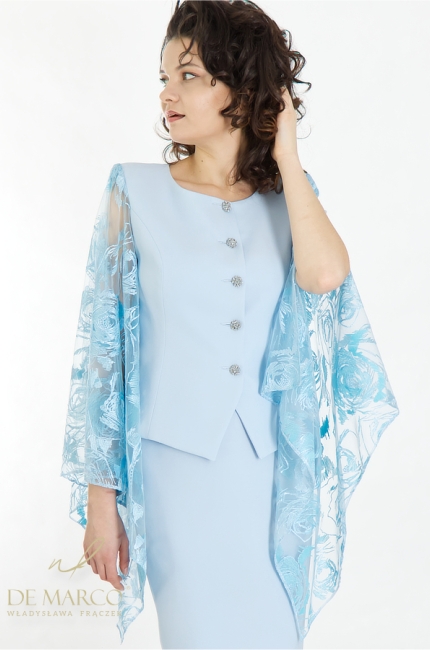 How to dress for a wedding. The most beautiful romantic women's suits with fancy sleeves. Polish brand of exclusive women's clothing De Marco