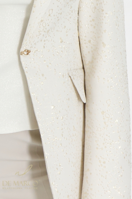 White women's cream jackets. The most fashionable white women's occasional jackets for a gala, anniversary, inauguration, premiere. De Marco tailoring