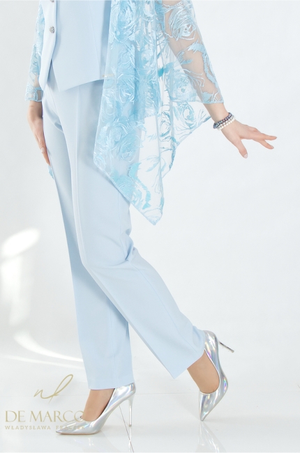 An original blue women's wedding suit, perfect for the wedding mother, godmother-in-law. De Marco online store
