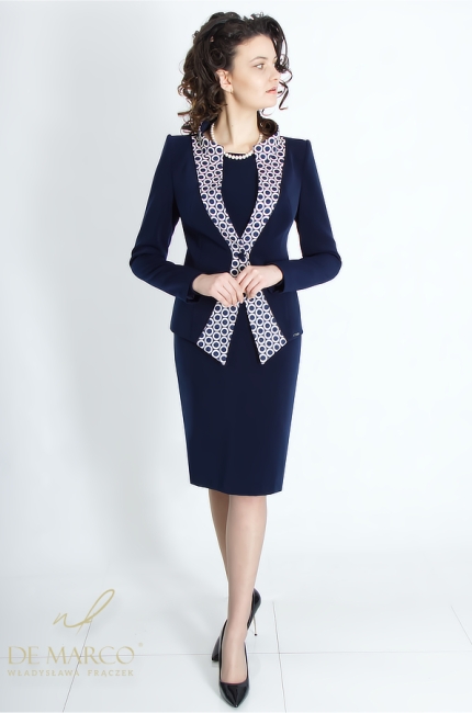 An elegant formal set with a pencil dress and a jacket. De Marco online store