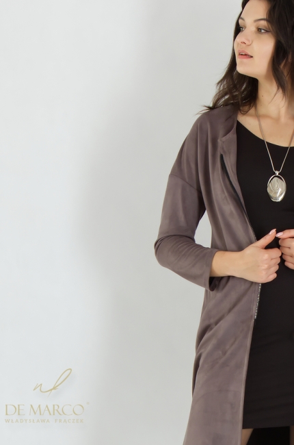 Elegant velvet cardigan with zipper, perfect for a dress. Polish manufacturer of luxury women's clothing De Marco