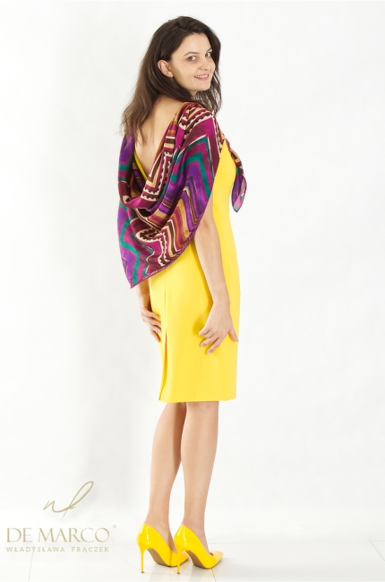 The most beautiful Polish women's sets with a dress and a silk scarf. Tailoring by De Marco