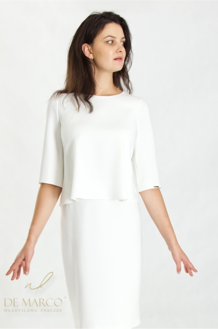 How to dress for a communion, christening, anniversary, birthday? Fashionable, smooth, formal dresses in shades of white. Atelier De Marco tailoring