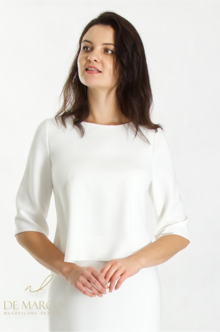 Classic plain white pencil dress for business formal. De Marco online store we sew in Małopolska