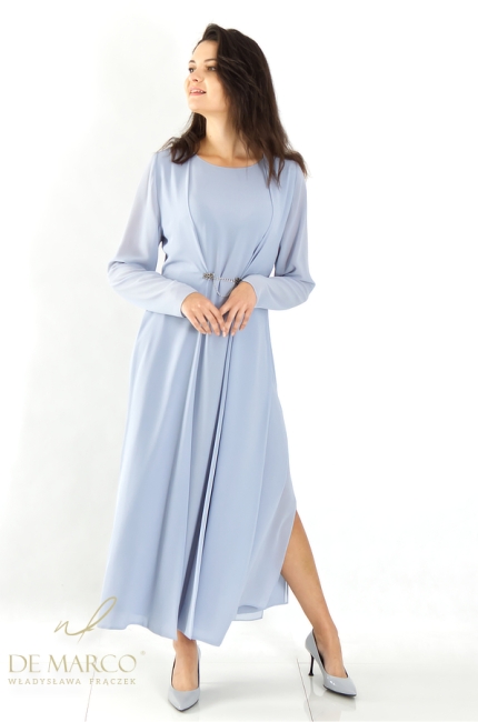 The most beautiful flowing maxi dress coats in shades of blue. De Marco Online Store