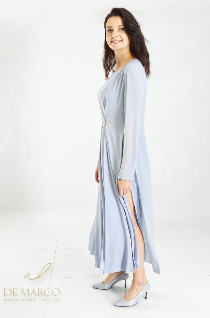 Elegant blue chiffon coat for spring or summer. De Marco Online Store