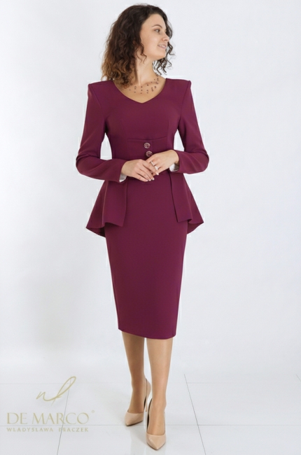 The most beautiful Polish formal suits with skirts in shades of burgundy. Custom tailoring by tailor De MARCO