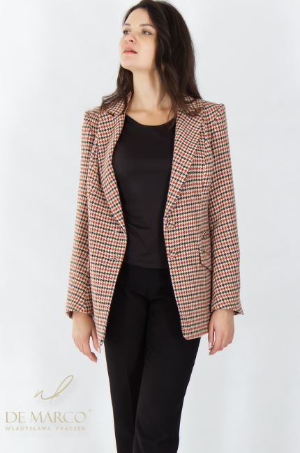 What to wear with trousers? Women's wool plaid jackets, custom-made by a seamstress. Polish manufacturer De Marco