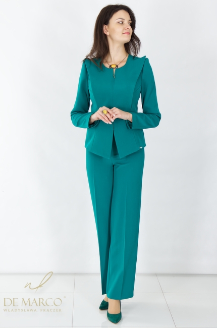 Nowoczesny dopasowany garnitur damski biznesowy De Marco
