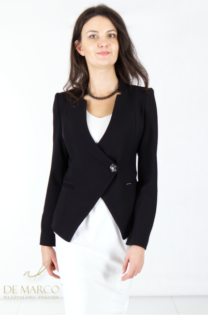Piękne dopasowane żakiety damskie w klasycznych kolorach. Eleganckie żakiety szyte u projektanta w Polsce wiskoza. Polski producent De Marco