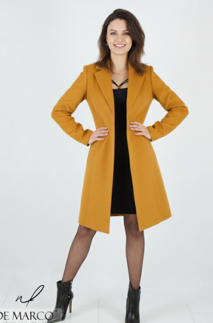 Piękne klasyczne ciepłe płaszcze wizytowe z wełny w intensywnych kolorach. Modne wełniane płaszcze damskie De MARCO