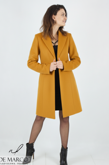 Nowoczesne wełniane płaszcze w energetycznych kolorach od krawca. Ciepłe okrycia wierzchnie z wełny w odcieniach brązów pomarańczy. Sklep internetowy De Marco