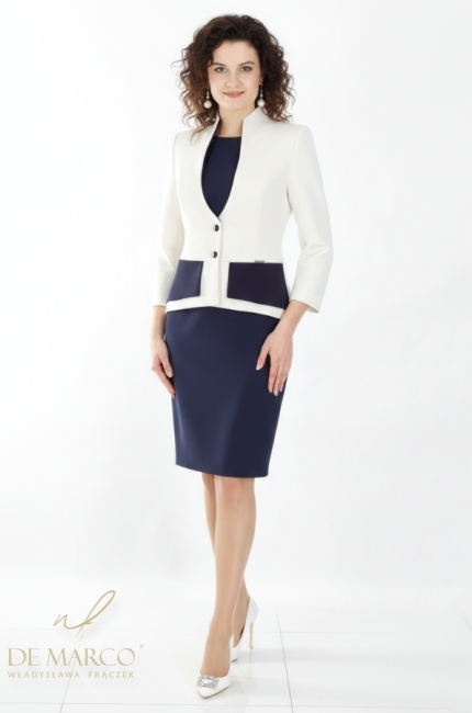 Najpiękniejsze polskie zestawy kobiece z żakietem i sukienką biznesową. Sklep internetowy De Marco